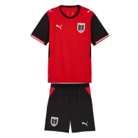 Camiseta Austria Primera Equipación Replica Mundial 2026 para niños mangas cortas (+ Pantalones cortos)